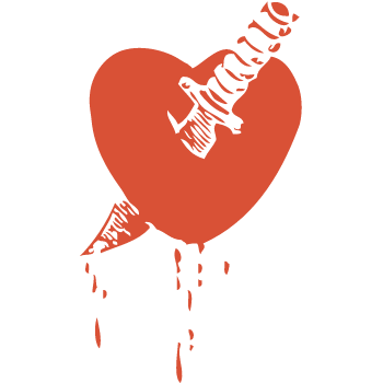Illustration of a heart with a dagger piercing the center. It can feel physically painful to consistently be asked ourselves, "Am I depressed or just dramatic?"