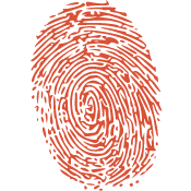Red thumbprint symbolizing the Connection brand archetypes: The Lover, The Jester, and The Everyperson